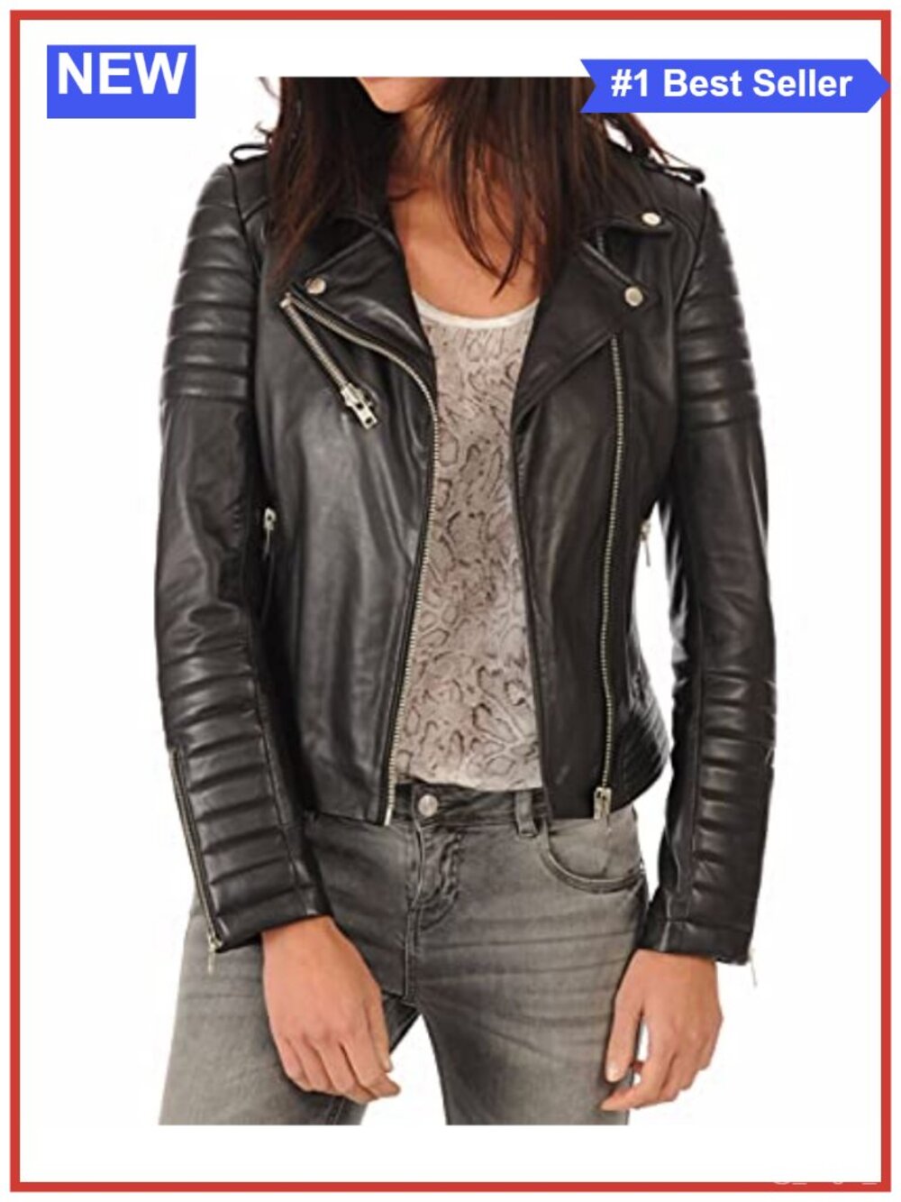 Lambskin Leather Bomber Biker Jacket Genuine Slim Fit Women Outerwear